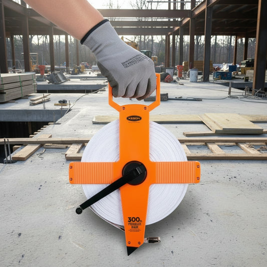 Keson OTR Series 300'100m Two-Sided Fiberglass Blade Measuring Tape with Hook End