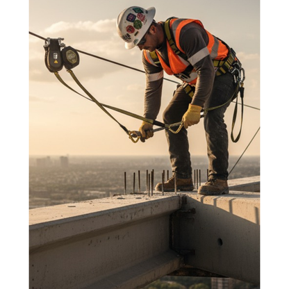 8' FT-X® EdgeCore™ Arc Flash Tie-Back Class 2 Leading Edge Personal SRL-P, Twin-leg with Steel 5k Snap Hooks with SpeedLink™ - 84008TP8S