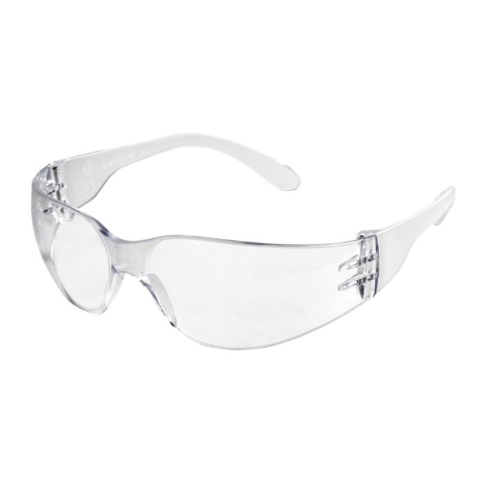 Sellstrom S70701 Safety Glasses, Anti-Scratch Hard Coating, Clear Lens, Rubberized Straight Temple Tips, Clear Frame, 12 Pairs/Pack